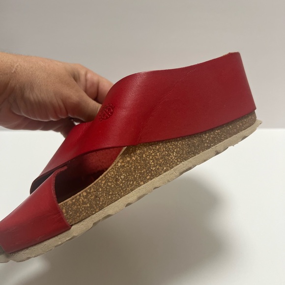 Wedge Sandals Cross Strap Leather Cork size 7.5 . Used - Picture 12 of 13